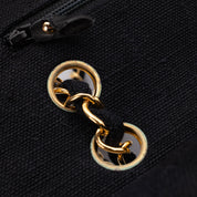 Vintage Chanel Classic Timeless Double Flap Bag in Medium Größe aus schwarzem Leinen Canvas Material mit goldener Hardware