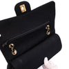 Vintage Chanel Classic Timeless Double Flap Bag in Medium Größe aus schwarzem Leinen Canvas Material mit goldener Hardware