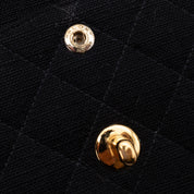 Vintage Chanel Classic Timeless Double Flap Bag in Medium Größe aus schwarzem Leinen Canvas Material mit goldener Hardware