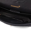 Vintage Chanel Classic Timeless Double Flap Bag in Medium Größe aus schwarzem Leinen Canvas Material mit goldener Hardware