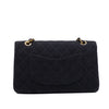 Vintage Chanel Classic Timeless Double Flap Bag in Medium Größe aus schwarzem Leinen Canvas Material mit goldener Hardware