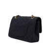 Vintage Chanel Classic Timeless Double Flap Bag in Medium Größe aus schwarzem Leinen Canvas Material mit goldener Hardware