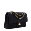 Vintage Chanel Classic Timeless Double Flap Bag in Medium Größe aus schwarzem Leinen Canvas Material mit goldener Hardware