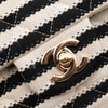 Gestreifte Chanel Classic Timeless Double Flap Bag in Medium Größe aus schwarz weißem Jersey Material mit goldener Hardware aus der limitierten Coco Sailor Kollektion