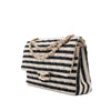 Gestreifte Chanel Classic Timeless Double Flap Bag in Medium Größe aus schwarz weißem Jersey Material mit goldener Hardware aus der limitierten Coco Sailor Kollektion