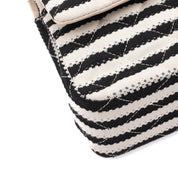 Chanel Classic Double Flap Medium Jersey Streifen Schwarz Weiß GHW