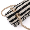 Chanel Classic Double Flap Medium Jersey Streifen Schwarz Weiß GHW