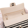 Chanel Classic Double Flap Medium Jersey Streifen Schwarz Weiß GHW