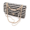 Chanel Classic Double Flap Medium Jersey Streifen Schwarz Weiß GHW