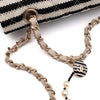 Chanel Classic Double Flap Medium Jersey Streifen Schwarz Weiß GHW