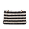 Gestreifte Chanel Classic Timeless Double Flap Bag in Medium Größe aus schwarz weißem Jersey Material mit goldener Hardware aus der limitierten Coco Sailor Kollektion Rückansicht