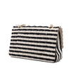 Chanel Classic Double Flap Medium Jersey Streifen Schwarz Weiß GHW