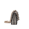 Chanel Classic Double Flap Medium Jersey Streifen Schwarz Weiß GHW