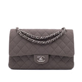 Chanel Classic Double Flap Medium Jersey Taupe Anthrazit PHW