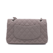 Chanel Classic Timeless Double Flap Bag in Medium Größe aus beige taupe Jersey Material mit silberner Hardware