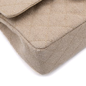 Vintage Chanel Classic Timeless Double Flap Bag in Small Größe aus beigem Leinen Canvas Material mit goldener Hardware