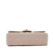 Vintage Chanel Classic Timeless Double Flap Bag in Small Größe aus beigem Leinen Canvas Material mit goldener Hardware