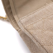 Vintage Chanel Classic Timeless Double Flap Bag in Small Größe aus beigem Leinen Canvas Material mit goldener Hardware