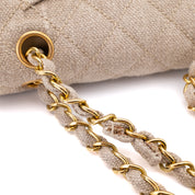 Vintage Chanel Classic Timeless Double Flap Bag in Small Größe aus beigem Leinen Canvas Material mit goldener Hardware