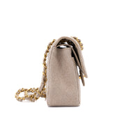 Vintage Chanel Classic Timeless Double Flap Bag in Small Größe aus beigem Leinen Canvas Material mit goldener Hardware