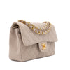 Vintage Chanel Classic Timeless Double Flap Bag in Small Größe aus beigem Leinen Canvas Material mit goldener Hardware