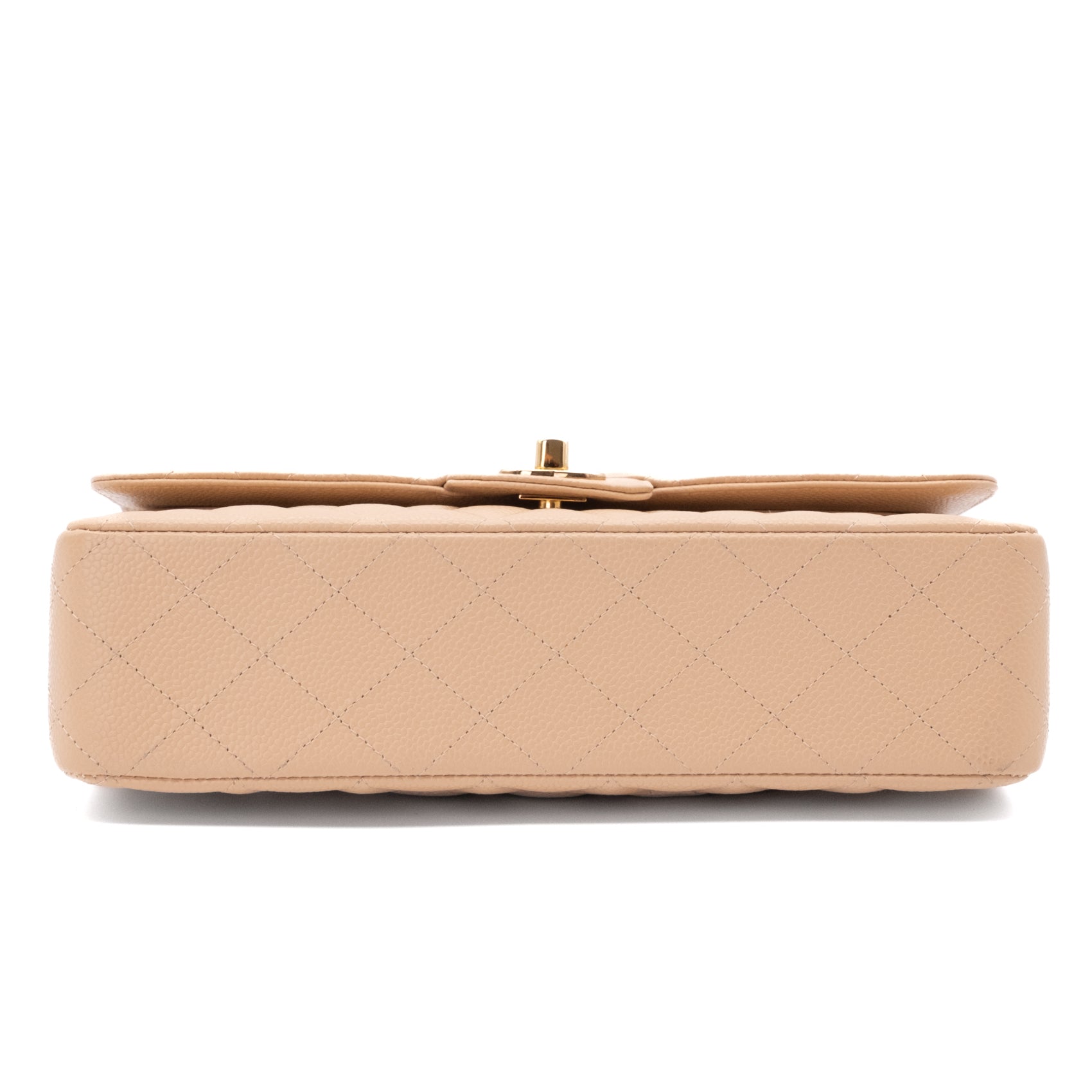 Chanel Classic Double Flap Medium Caviarleder Beige Clair GHW