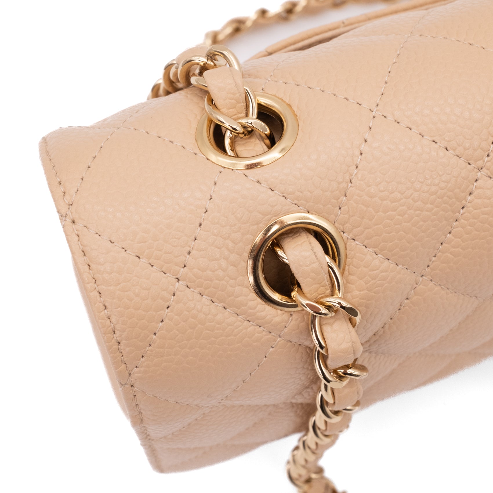 Chanel Classic Double Flap Medium Caviarleder Beige Clair GHW