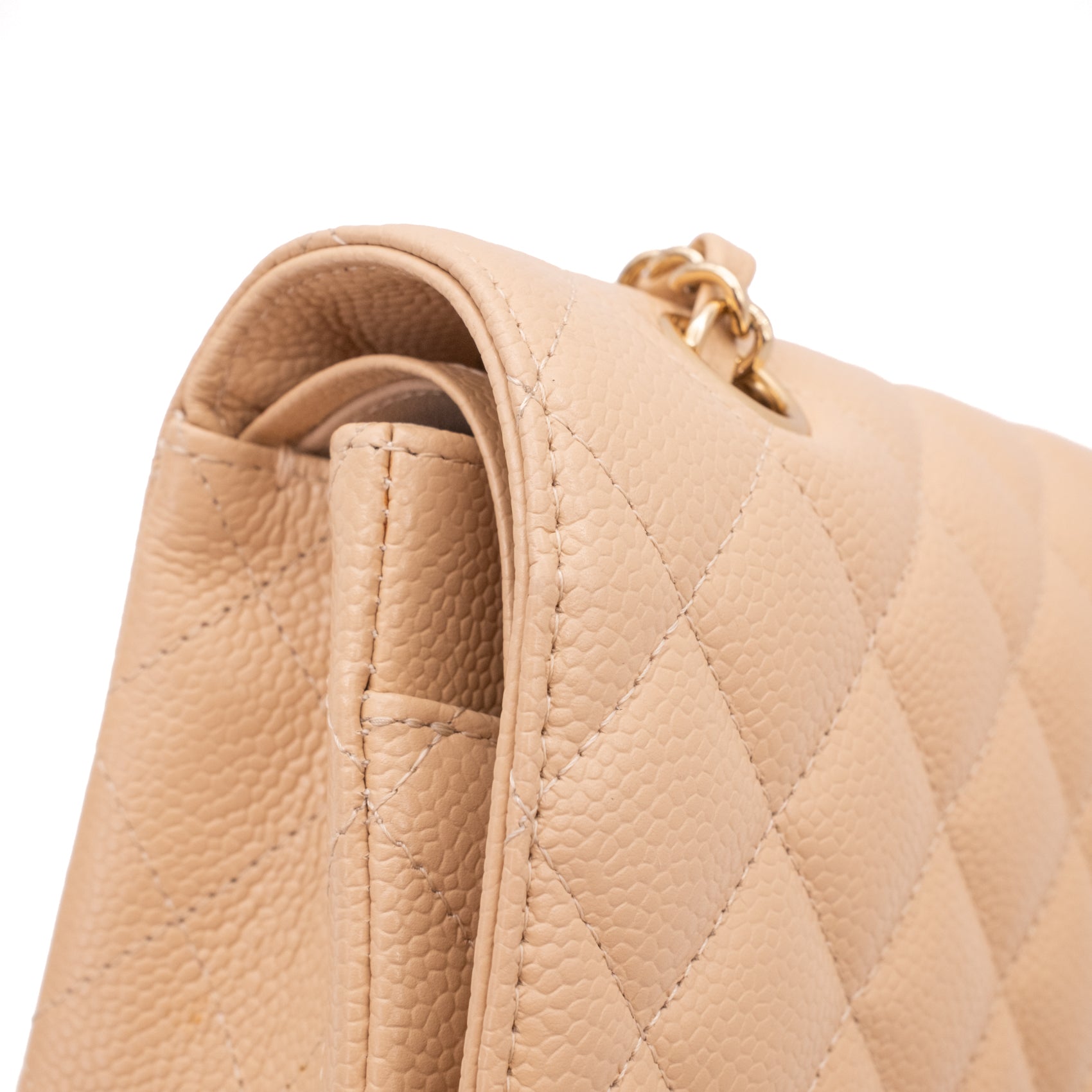 Chanel Classic Double Flap Medium Caviarleder Beige Clair GHW