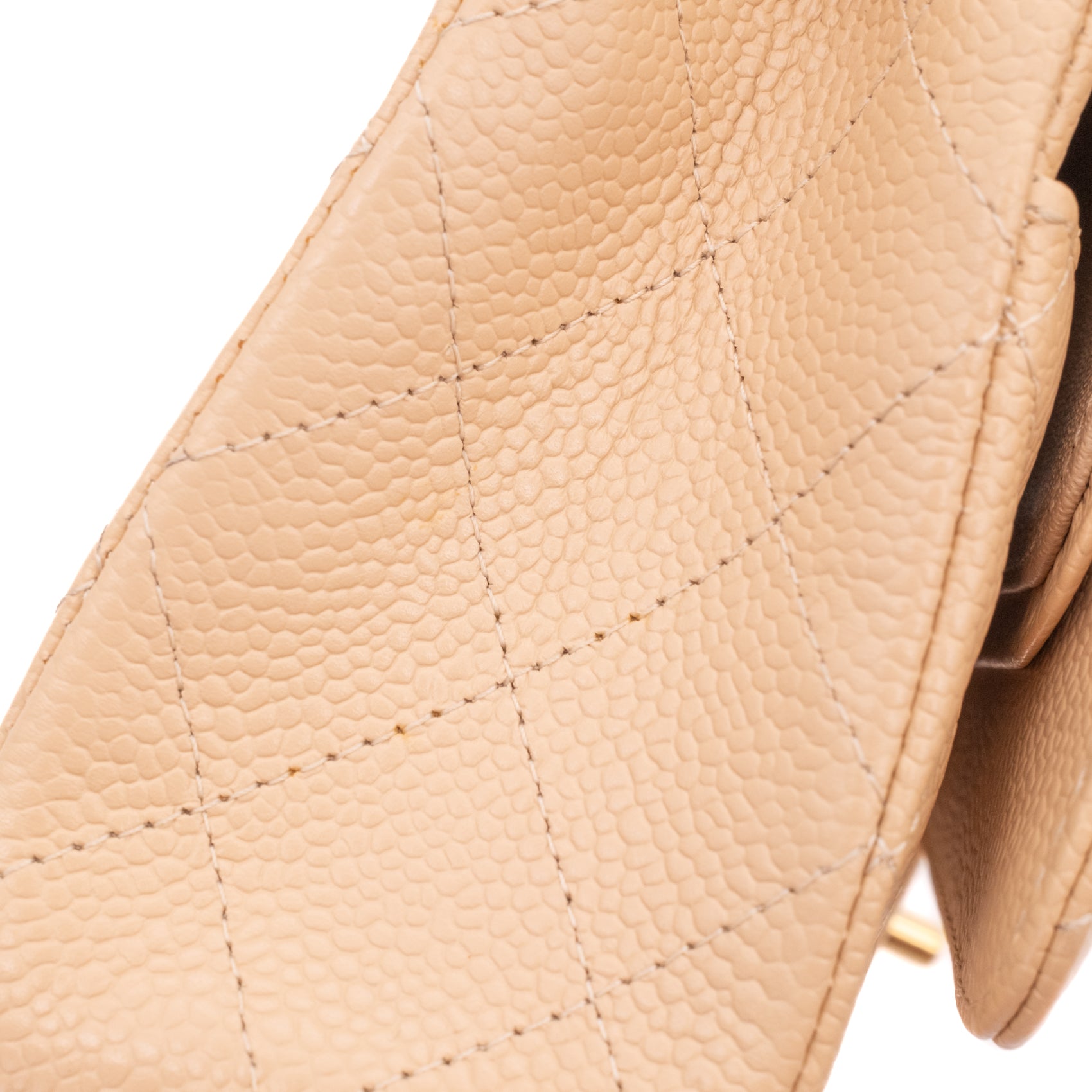 Chanel Classic Double Flap Medium Caviarleder Beige Clair GHW