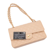 Chanel Classic Double Flap Medium Caviarleder Beige Clair GHW