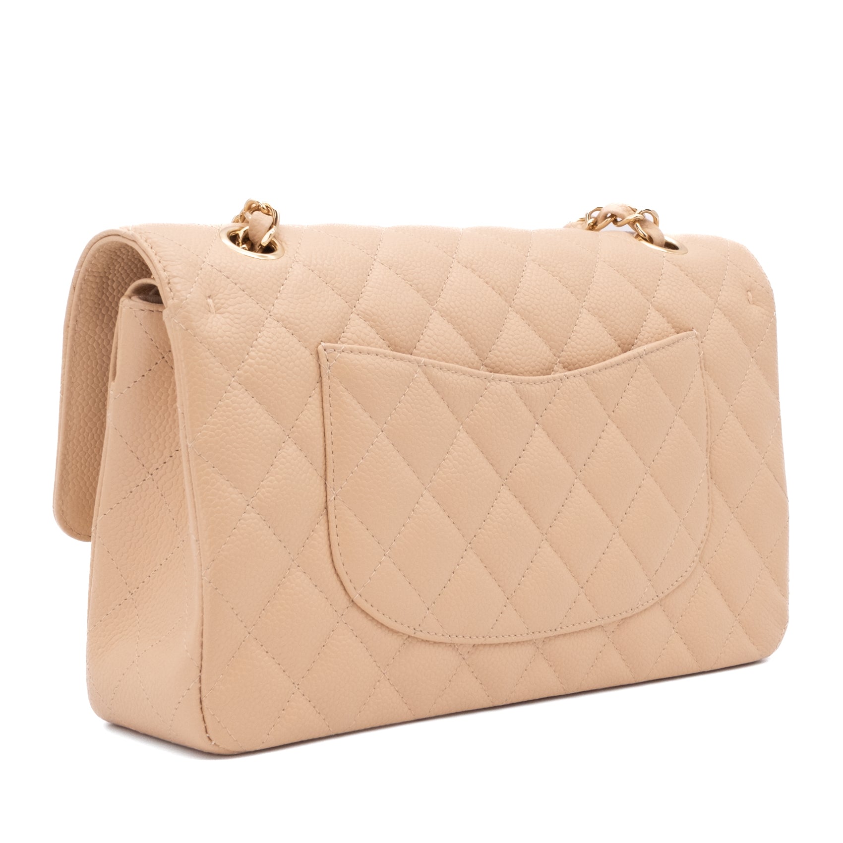 Chanel Classic Double Flap Medium Caviarleder Beige Clair GHW