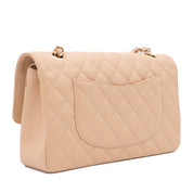 Chanel Classic Double Flap Medium Caviarleder Beige Clair GHW