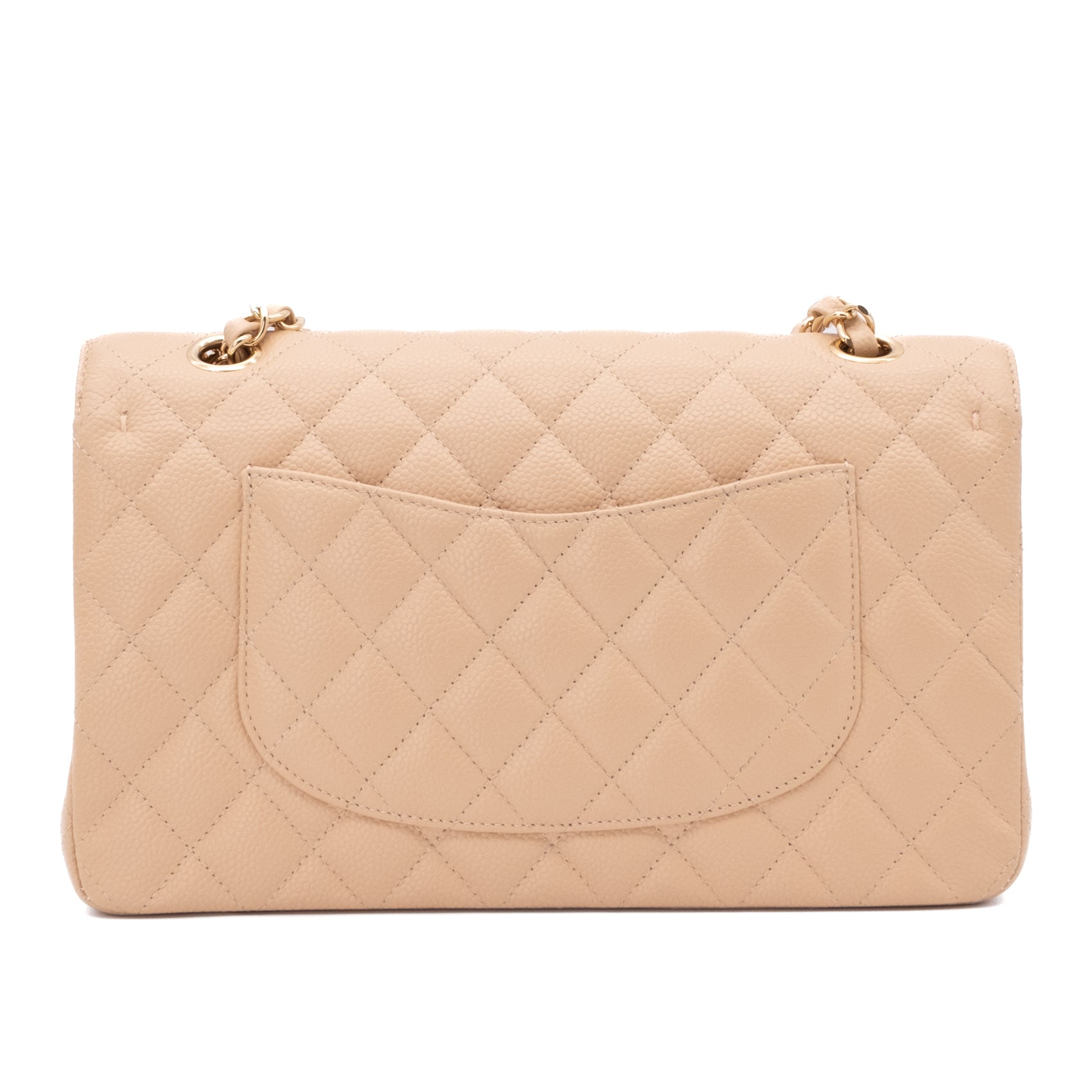 Chanel Classic Double Flap Medium Caviarleder Beige Clair GHW