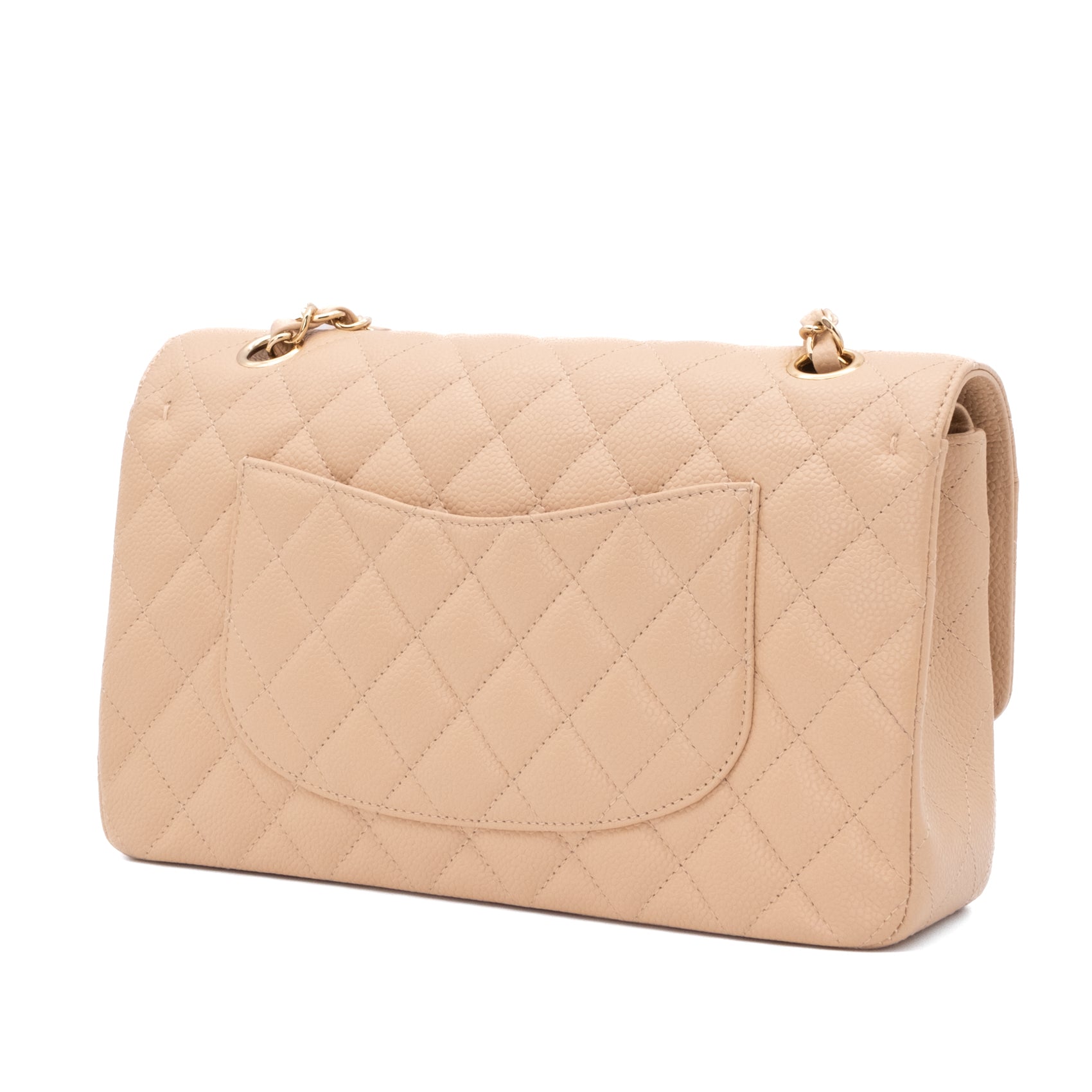 Chanel Classic Double Flap Medium Caviarleder Beige Clair GHW