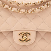 Chanel Double Flap Bag Medium Caviarleder Beige GHW