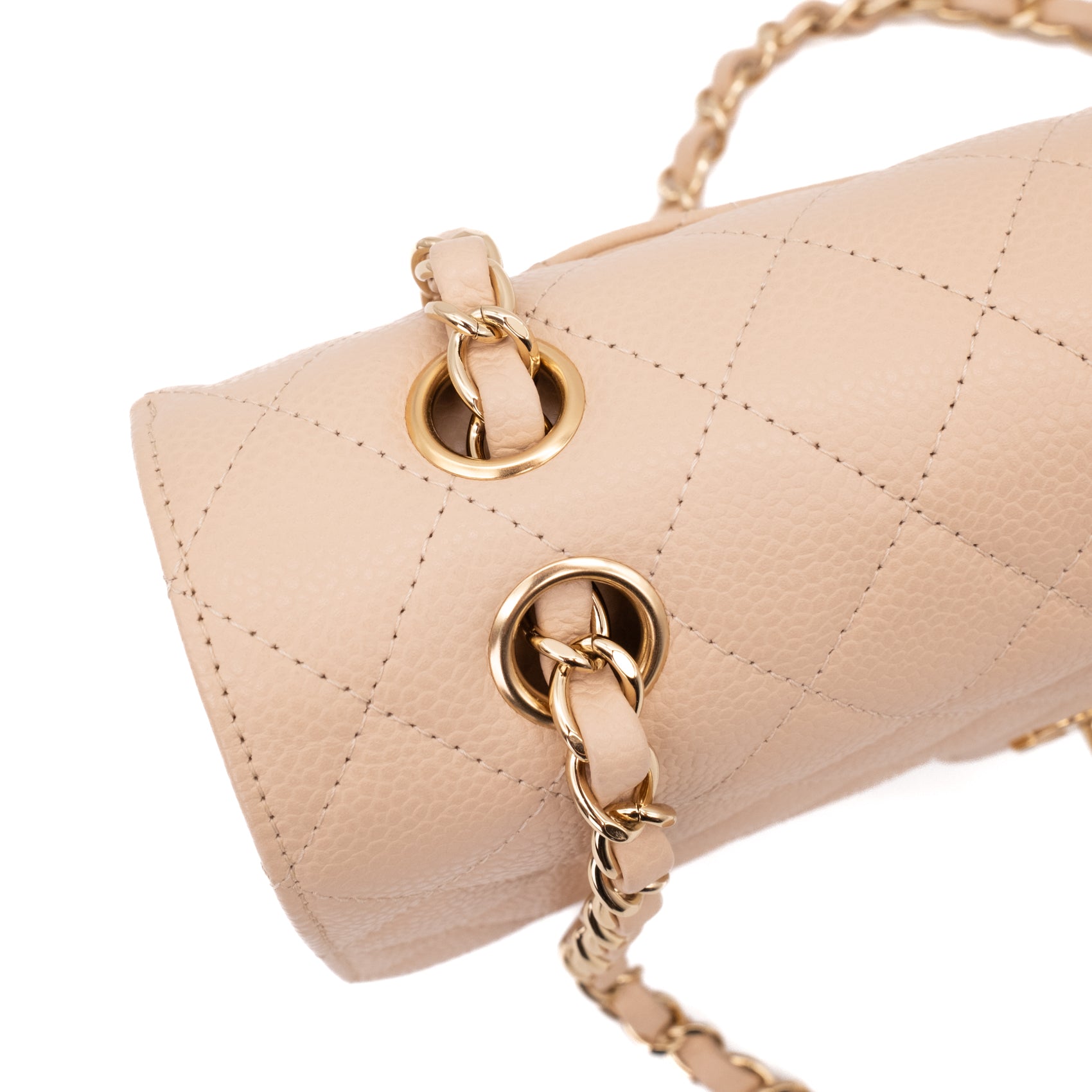 Chanel Double Flap Bag Medium Caviarleder Beige GHW