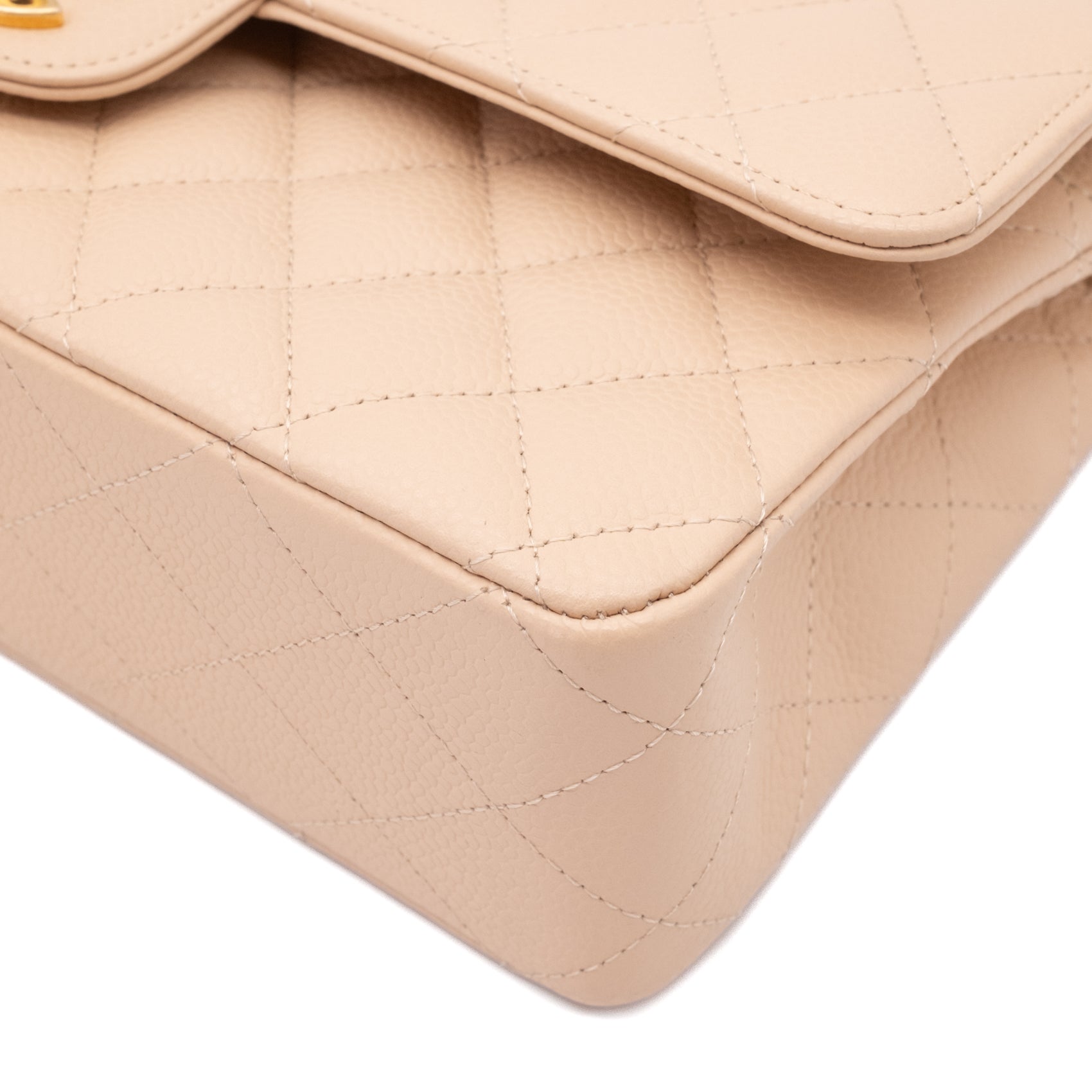 Chanel Double Flap Bag Medium Caviarleder Beige GHW