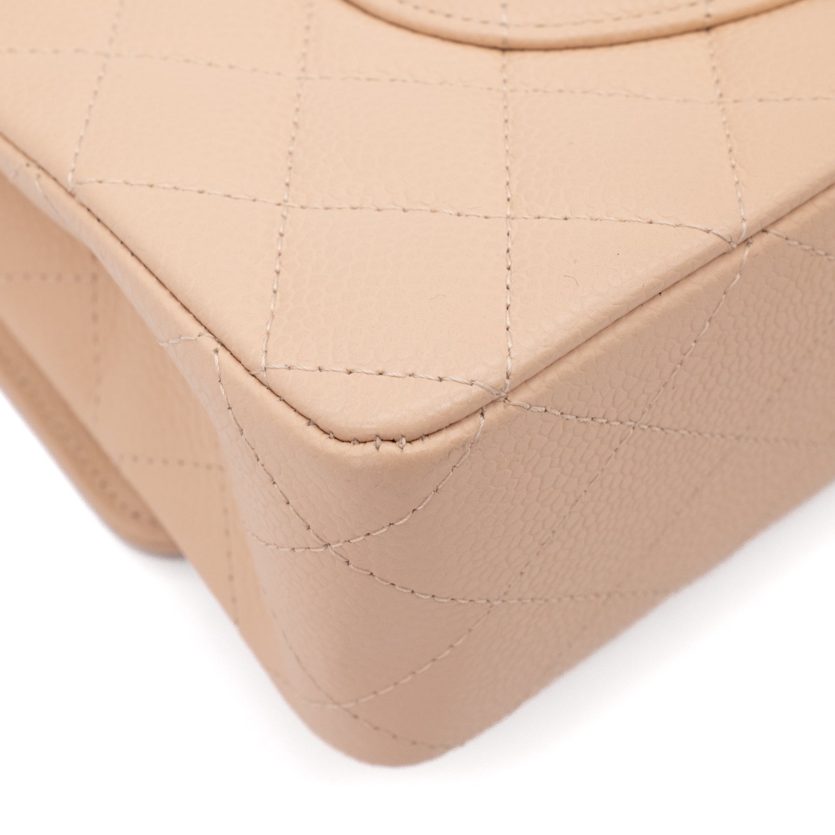 Chanel Double Flap Bag Medium Caviarleder Beige GHW
