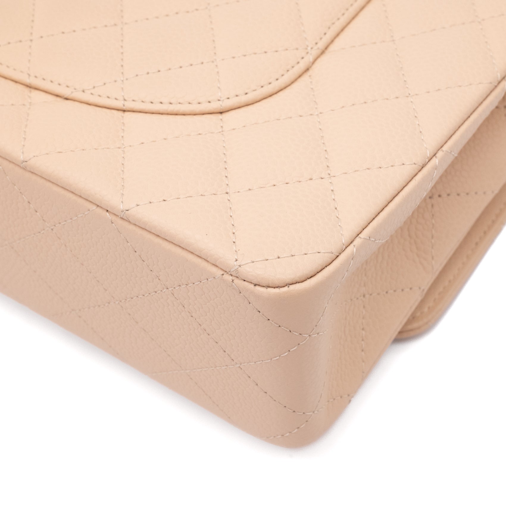 Chanel Double Flap Bag Medium Caviarleder Beige GHW