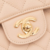 Chanel Double Flap Bag Medium Caviarleder Beige GHW