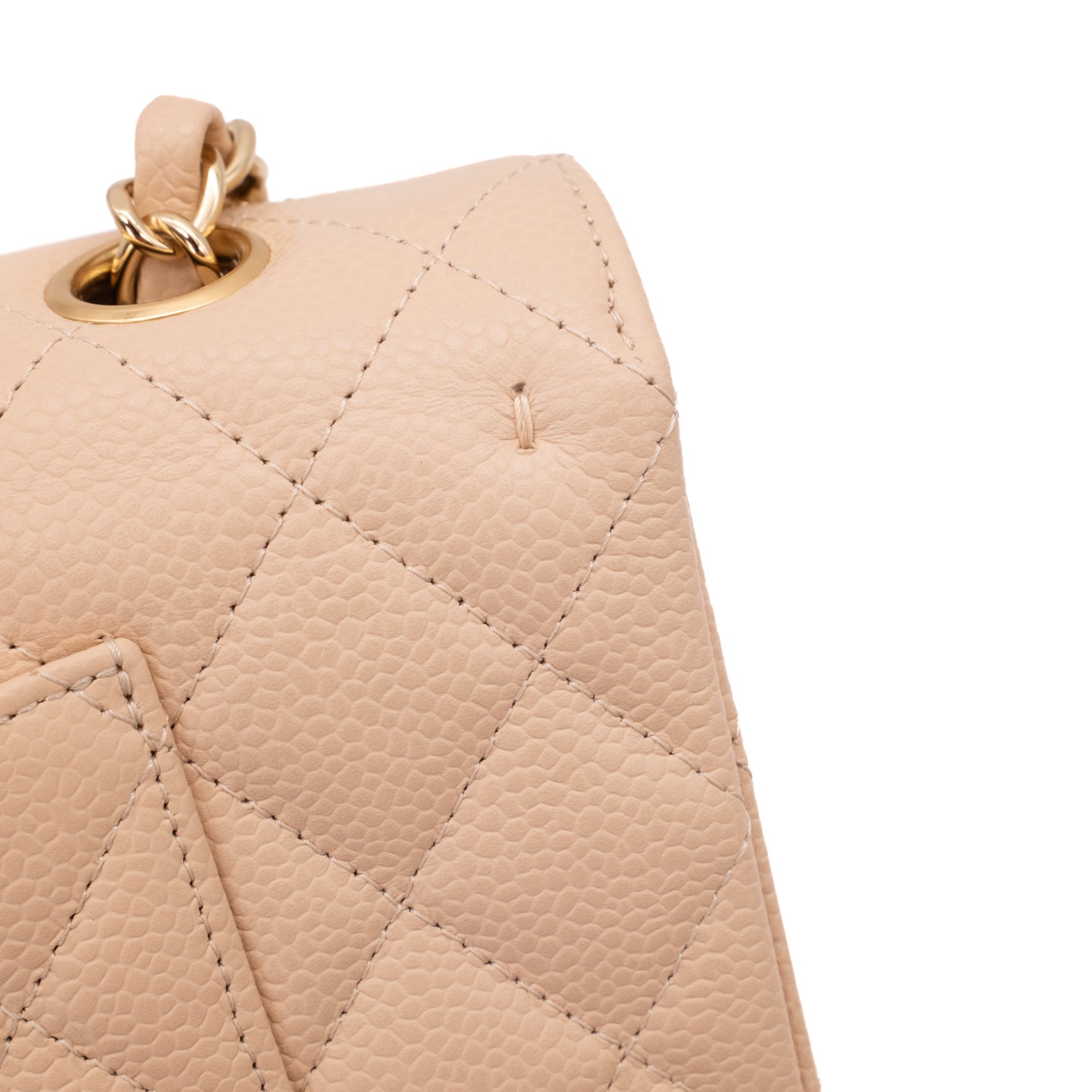 Chanel Double Flap Bag Medium Caviarleder Beige GHW