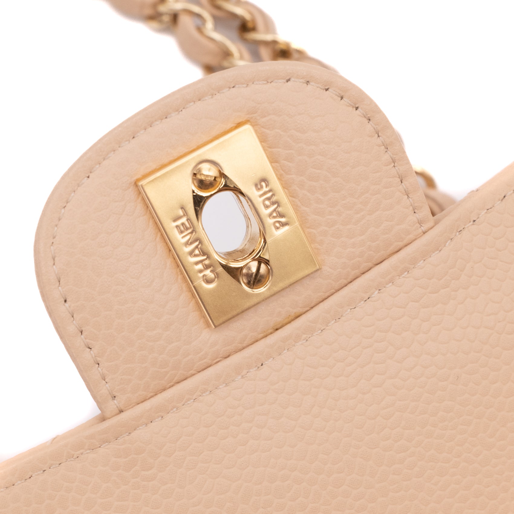 Chanel Double Flap Bag Medium Caviarleder Beige GHW