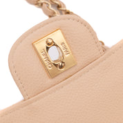 Chanel Double Flap Bag Medium Caviarleder Beige GHW