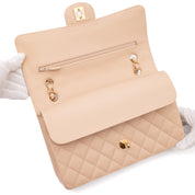 Chanel Double Flap Bag Medium Caviarleder Beige GHW