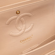 Chanel Double Flap Bag Medium Caviarleder Beige GHW