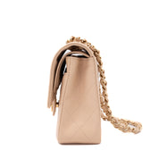 Chanel Double Flap Bag Medium Caviarleder Beige GHW
