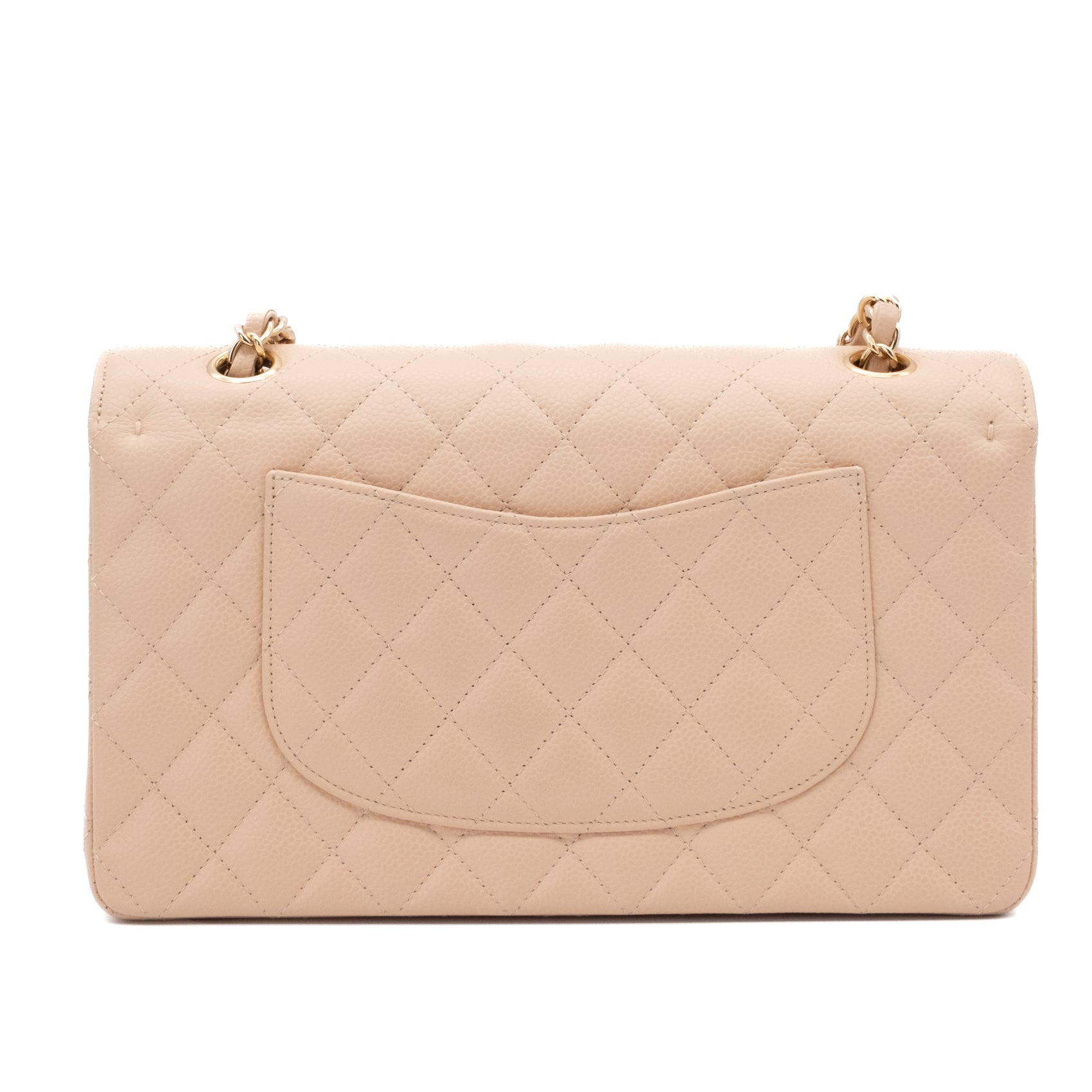 Chanel Double Flap Bag Medium Caviarleder Beige GHW