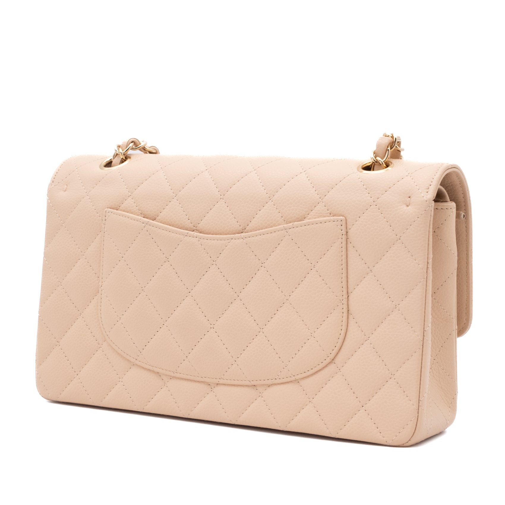 Chanel Double Flap Bag Medium Caviarleder Beige GHW