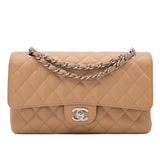 Chanel Classic Double Flap Medium Caviarleder Karamell Beige SHW