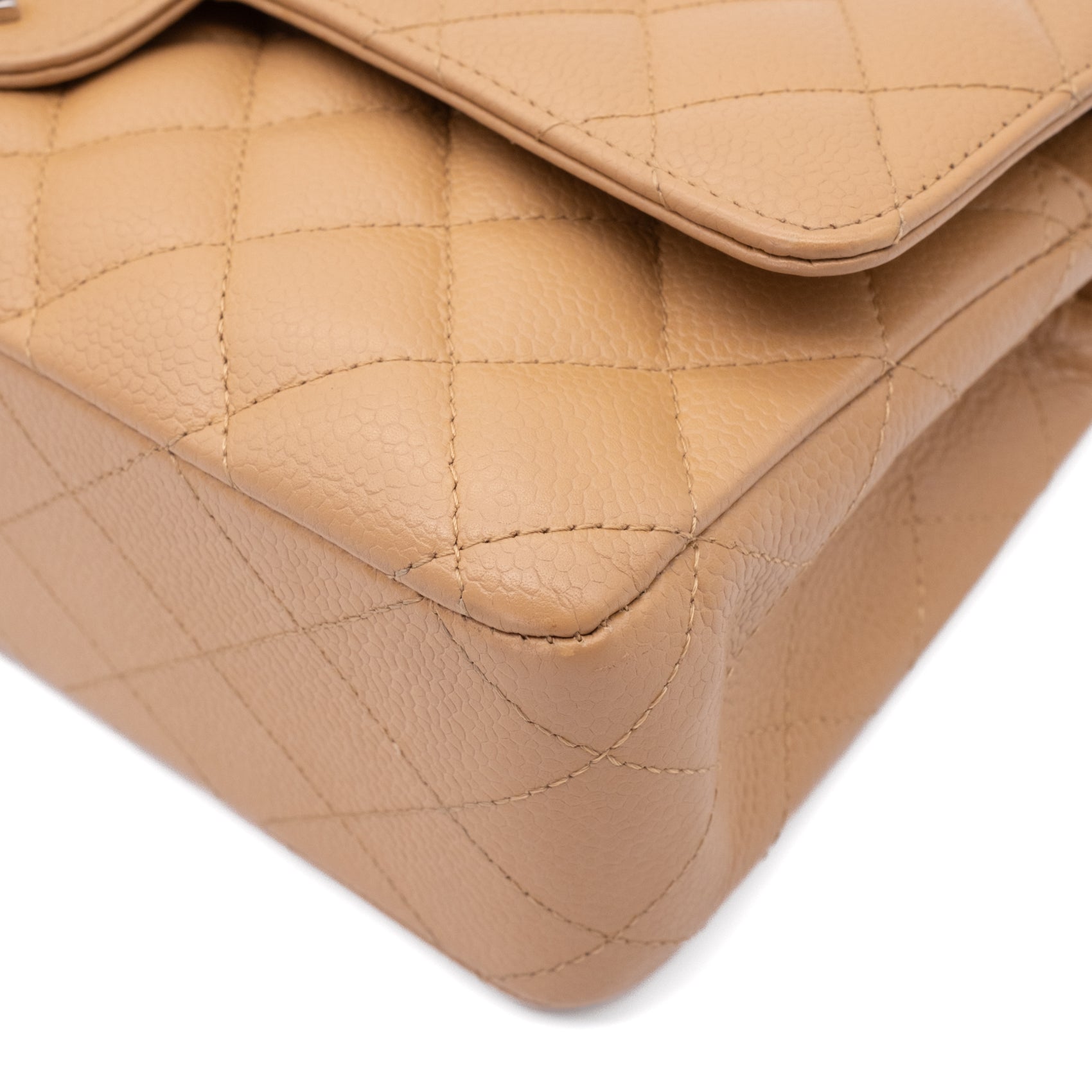Chanel Classic Double Flap Medium Caviarleder Karamell Beige SHW